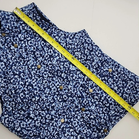 Talbots Quilted Blue Abstract Leopard Diamond Print Vest Size Large Petites - Picture 13 of 16